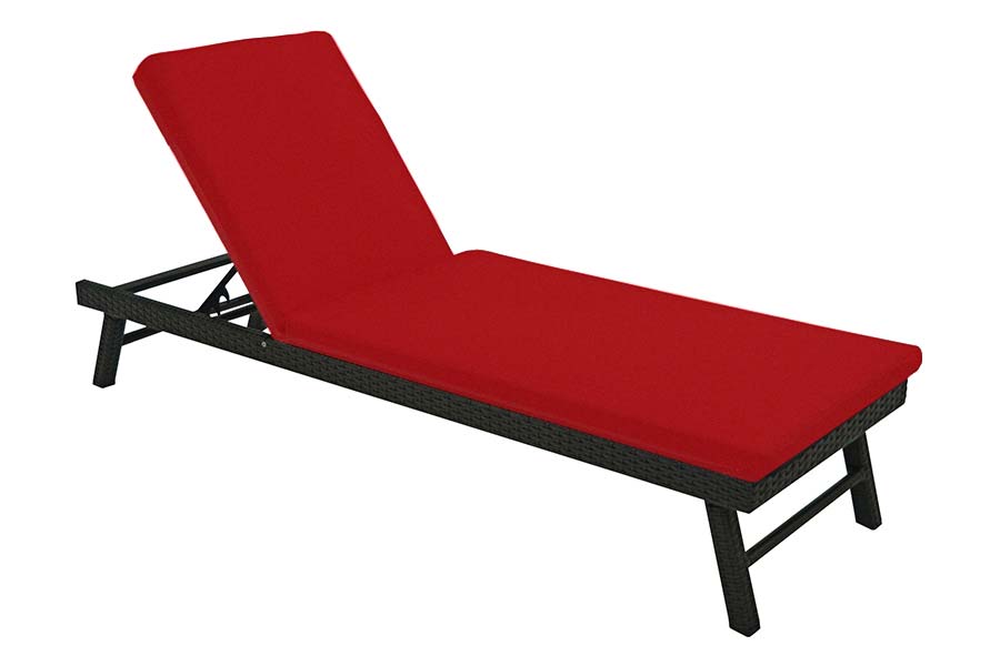 Black/Red Resin Wicker Chaise Lounge