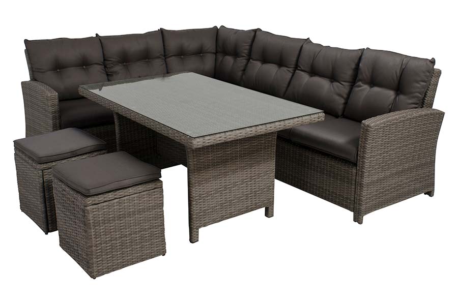 Five-Piece Dining Sectional Mixed Grey